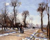 卡米耶 毕沙罗 : Street, Winter Sunlight and Snow